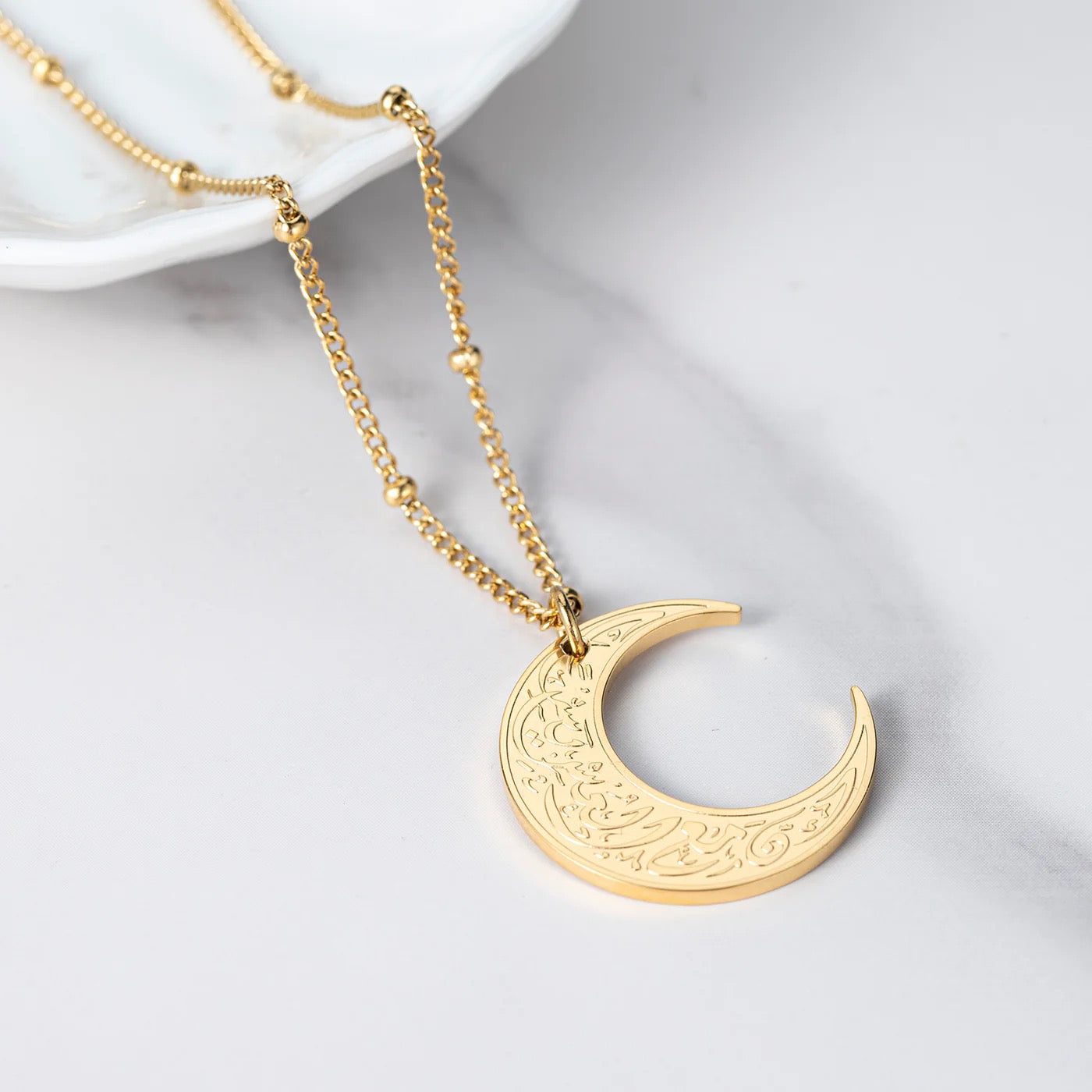 With Hardship Comes Ease" | Crescent Necklace